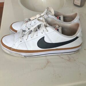 Nike Women White Sneakers with Black Swoosh